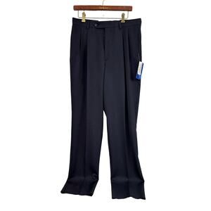 Pendleton Navy Dress Slacks Pants NEW Size 35 Unhemmed Virgin Wool Pleated